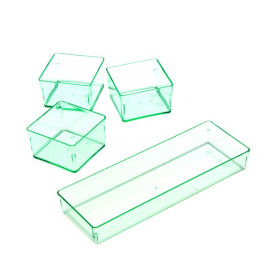 Plastic Tray PS Rectangular shape Water Green 13,1x4,6 cm (12 Units) 