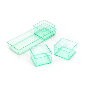 Plastic Tray PS Rectangular shape Water Green 13,1x4,6 cm (12 Units) 