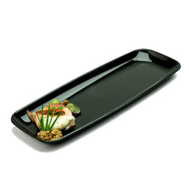 Plastic Tray Rectangular Shape Hard Black 17x45cm (25 Uds)