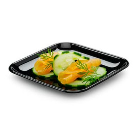 Plastic Tasting Plate PS Black 6x6x1 cm (200 Units)