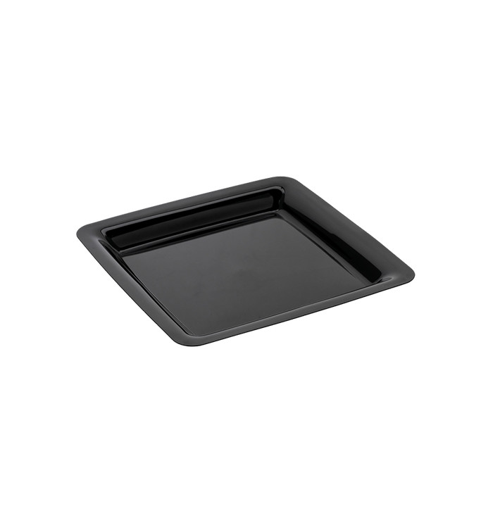 Plastic Plate Square shape Extra Rigid Black 18x18cm (20 Units) Plastic Plate Square shape Extra Rigid Black 18x18cm (20 Units)