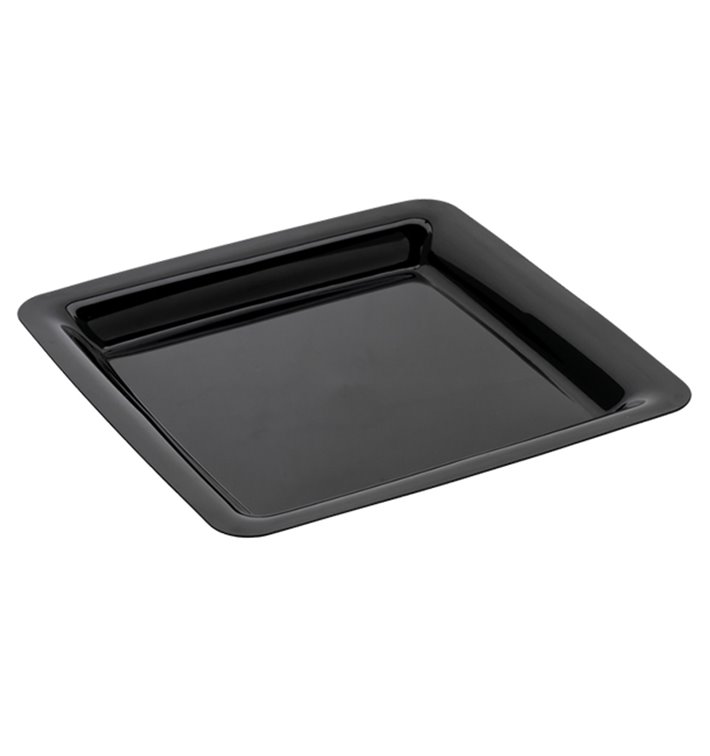 Plastic Plate Square shape Extra Rigid Black 22,5x22,5cm (200 Units)