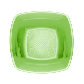 Plastic Plate Deep Lime Green Square shape PP 18 cm (25 Units) 