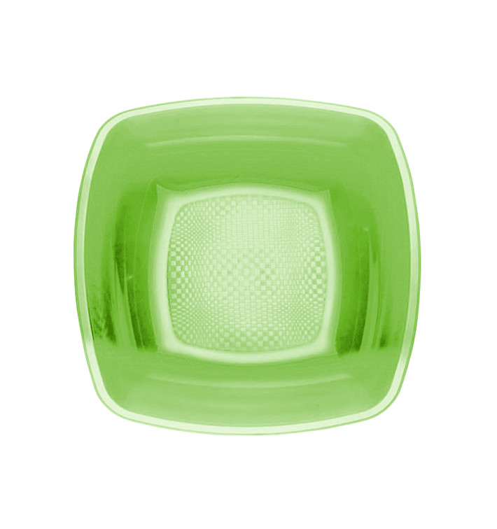 Plastic Plate Deep Lime Green Square shape PP 18 cm (300 Units) Plastic Plate Deep Lime Green Square shape PP 18 cm (300 Units)