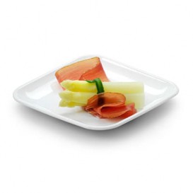 Plastic Tasting Plate PS White 6x6x1 cm (50 Units) 