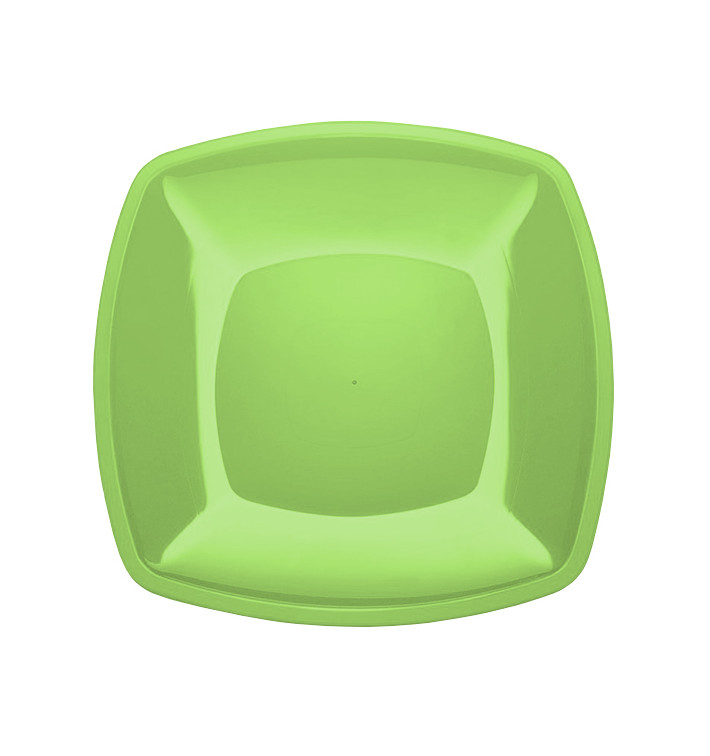 Plastic Plate Flat Lime Green Square shape PS 30 cm (144 Units) Plastic Plate Flat Lime Green Square shape PS 30 cm (144 Units)