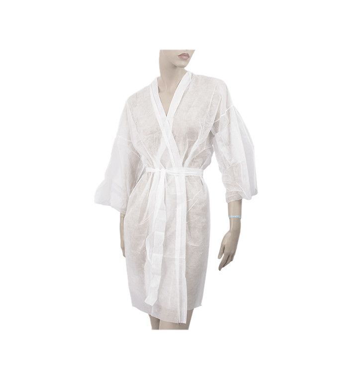 Disposable Lab Coat "Kimono" "TST" PP Tie Belt Pocket White XL 15gr (400 Units) Disposable Lab Coat "Kimono" "TST" PP Tie Belt Pocket White XL 15gr (400 Units)