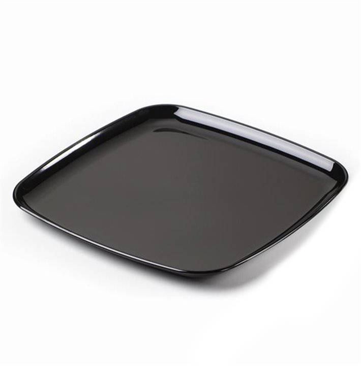 Plastic Tray Square Shape Hard Black 30x30cm (25 Uds)