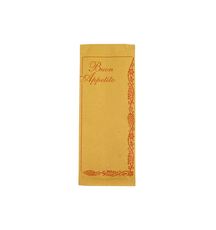 Paper Cutlery Envelopes with Napkin "Buon Appetito" (125 Units)