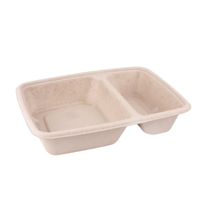 Sugarcane PLA Container 2 Compartments 820ml 23x18x3cm (300 Units) Sugarcane PLA Container 2 Compartments 820ml 23x18x3cm (300 Units)