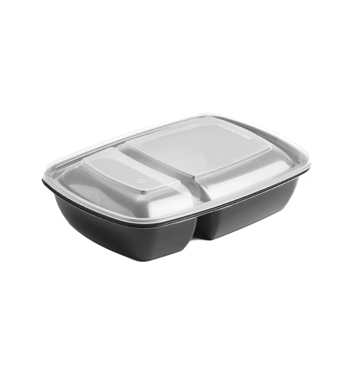 Plastic Deli Container with Lid PP Black 2C 1300ml 28x20cm (90 Units) Plastic Deli Container with Lid PP Black 2C 1300ml 28x20cm (90 Units)