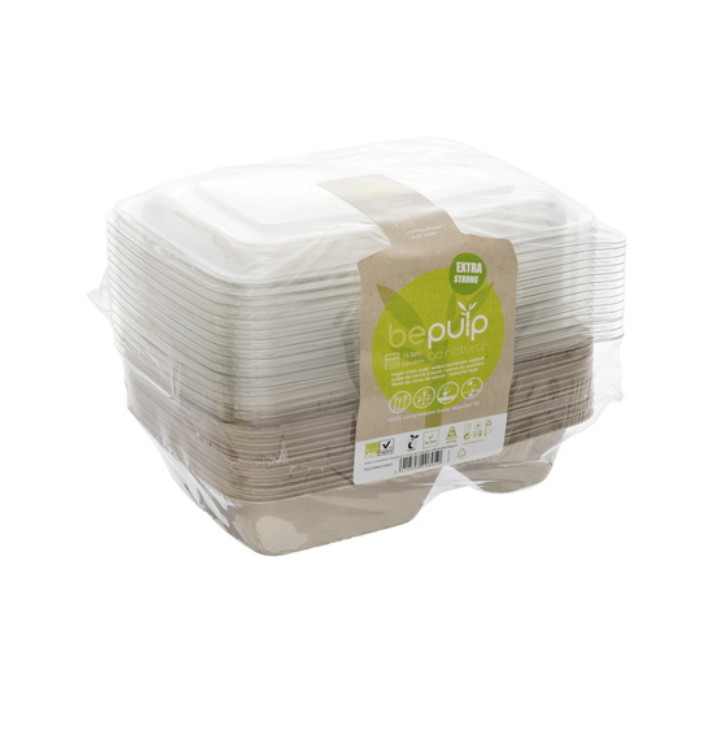 Sugar Cane Container with Lid 2C 750ml 23x16cm (90 Units) Sugar Cane Container with Lid 2C 750ml 23x16cm (90 Units)