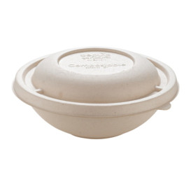 Sugarcane Bowl "Buddha" with Lid 750ml Ø17x17cm (15 Units)
