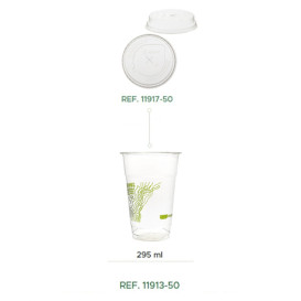 Plastic Lid with Straw Slot PLA for Cornstarch Cup 205,295ml (50 Units) 