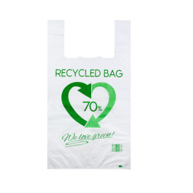 Plastic T-Shirt Bag 70% Recycled 40x60cm 50µm (800 Units)