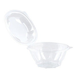 Plastic Hinged Salad Bowl PLA Round Shape 750ml (50 Units)