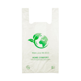 Plastic T-Shirt Bag 100% Biodegradable 50x55cm (100 Units) 