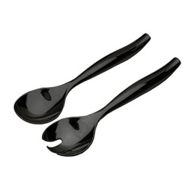 Plastic Spoon and Fork PS Salad Black 