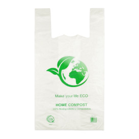 Plastic T-Shirt Bag 100% Biodegradable 48x60cm 25µm (100 Units) 