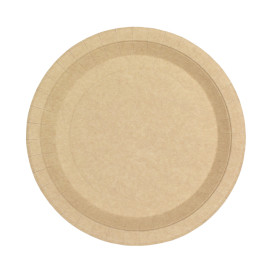 Paper Plate Round Greaseproof Shape Kraft Ø22cm 195g/m² (450 Units) 