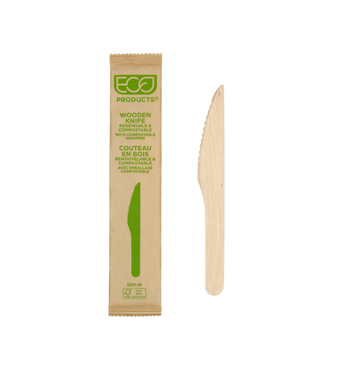 Wrapped Disposable Wooden Knife 16,5cm (25 Units) Wrapped Disposable Wooden Knife 16,5cm (25 Units)