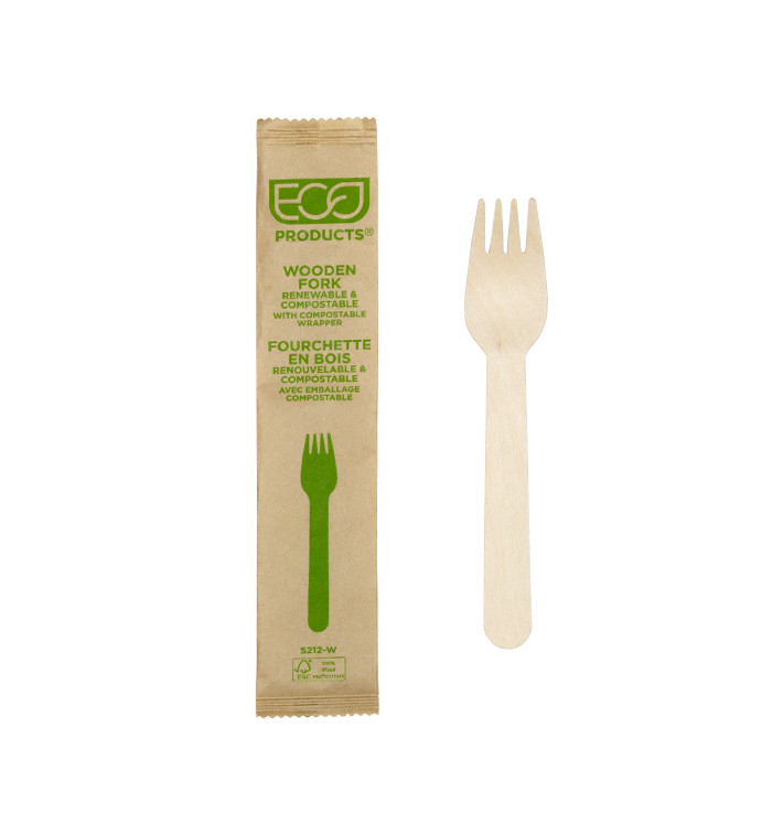 Wrapped Disposable Wooden Fork 16cm (25 Units) Wrapped Disposable Wooden Fork 16cm (25 Units)