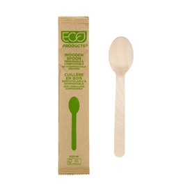 Wrapped Disposable Wooden Spoon 16cm (25 Units) 