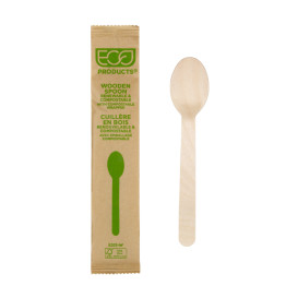 Wrapped Disposable Wooden Spoon 16cm (25 Units)