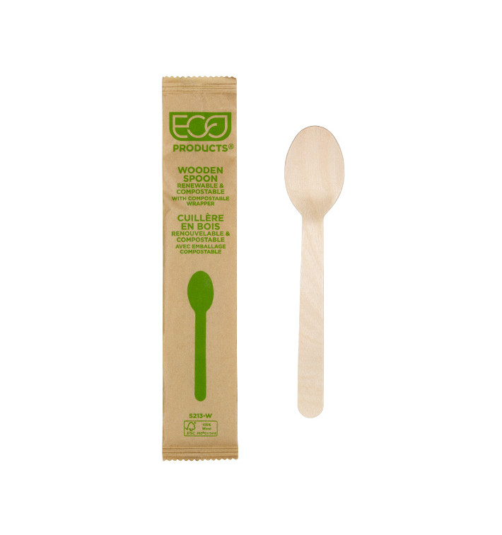 Wrapped Disposable Wooden Spoon 16cm (25 Units) Wrapped Disposable Wooden Spoon 16cm (25 Units)