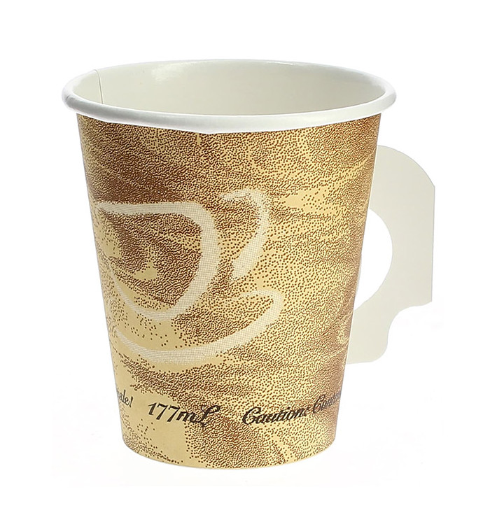 Paper Cup with Handle "Mistique" 6 Oz/180ml Ø7,4cm (1000 Units) Paper Cup with Handle "Mistique" 6 Oz/180ml Ø7,4cm (1000 Units)