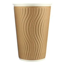 Paper Cup Ripple Wall Kraft 16 Oz/495ml Ø9,0cm (31 Units)