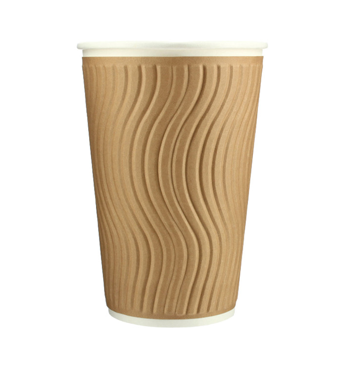 Paper Cup Ripple Wall Kraft 16 Oz/495ml Ø9,0cm (31 Units)