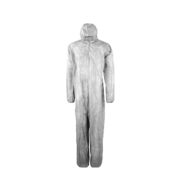 Disposable Plastic Coverall "TST" PP Hood Zipper 35g Size L (50 Units) Disposable Plastic Coverall "TST" PP Hood Zipper 35g Size L (50 Units)