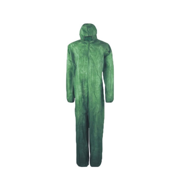 Disposable Plastic Coverall "TST" PP Hood Zipper Size XXL Green (1 Unit) Disposable Plastic Coverall "TST" PP Hood Zipper Size XXL Green (1 Unit)
