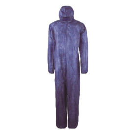 Disposable Plastic Coverall "TST" PP Hood Zipper Size L Blue (50 Units)