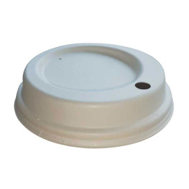 Lid with Hole of Moulded Cellulose Fibre White Ø9cm (50 Units)