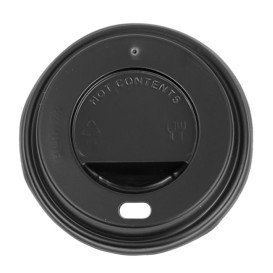 Lid with Hole for Paper Cup 7Oz Black Ø7,2cm (100 Units)