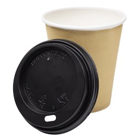 Lid for Paper Cup Hole Black Carton 8, 9, 12 Oz Ø8,0cm (100 Units) 