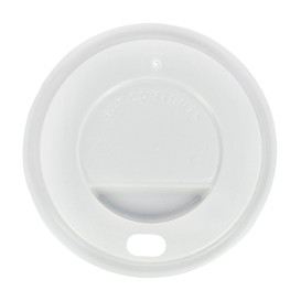 Plastic Lid with Hole PS White Ø8,0cm (100 Units)