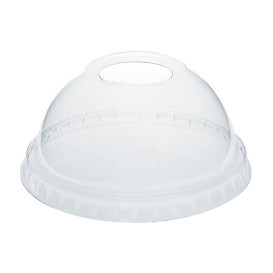 Plastic Dome Lid with Hole PET Clear for Cup Ø7,8cm (50 Units) 