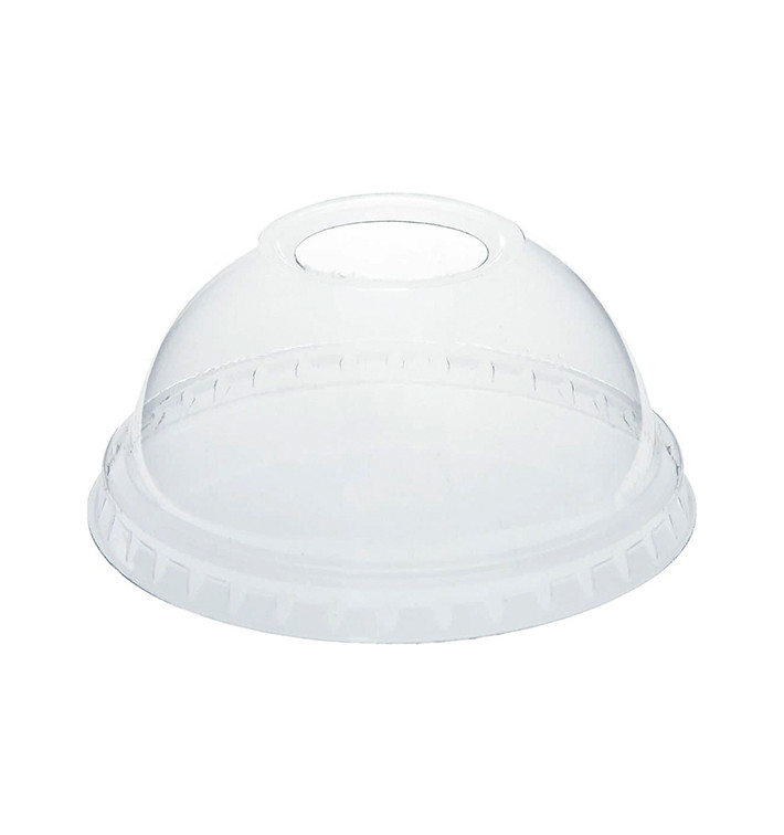 Plastic Dome Lid with Hole PET Clear for Cup Ø7,8cm (50 Units) 