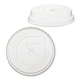 Plastic Lid with Straw Slot PLA for Cornstarch Cup 205,295ml (1.000 Units)