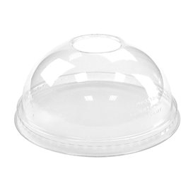 Plastic Dome Lid with Hole PLA for Cup 265,355,590ml (100 Units)