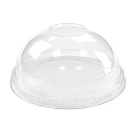 Plastic Dome Lid with Hole PLA for Cup 265,355,590ml (1.000 Units)