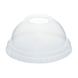 Plastic Dome Lid with Hole PLA Clear Ø9,5cm (100 Units)  