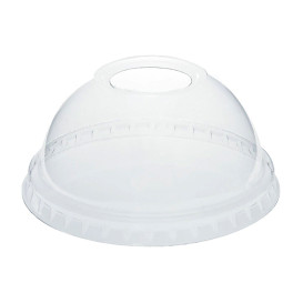 Plastic Dome Lid with Hole PLA Clear Ø9,5cm (2000 Units)