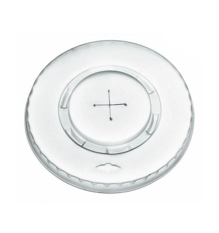 Plastic Lid with Straw Slot PLA Flat Clear Ø9,5cm (2000 Units) Plastic Lid with Straw Slot PLA Flat Clear Ø9,5cm (2000 Units)