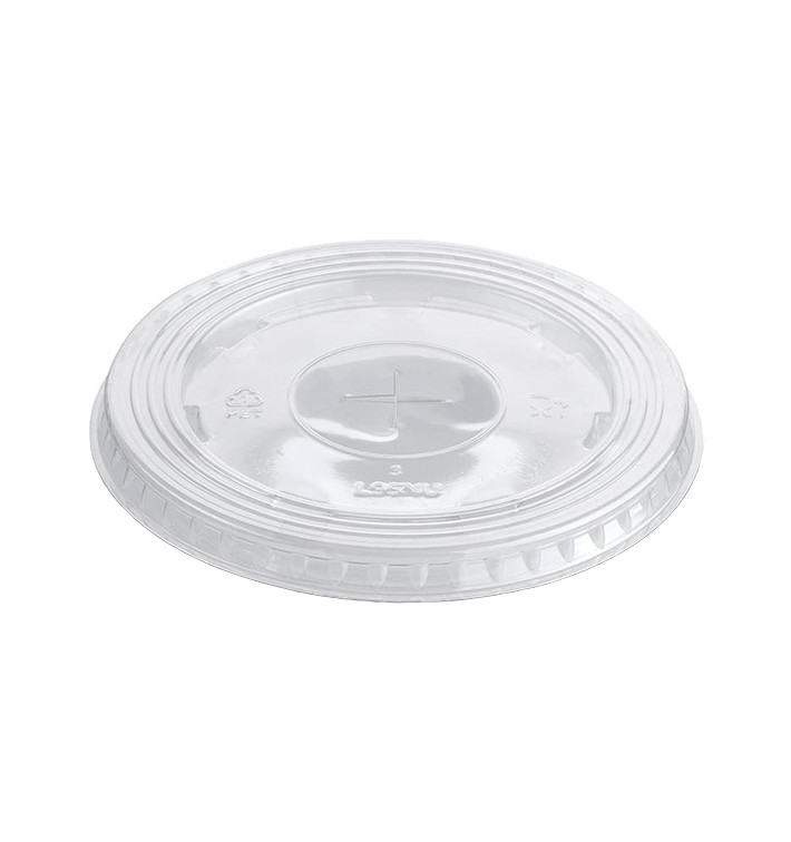 Plastic Lid with Straw Slot PET Crystal Flat Ø9,4cm (100 Units) 