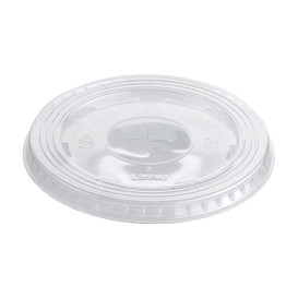 Plastic Lid with Straw Slot PET Crystal Flat Ø9,4cm (1000 Units)