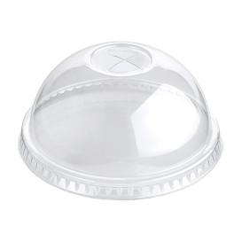 Plastic Dome Lid with Straw Slot PET Crystal Ø9,4cm (900 Units)